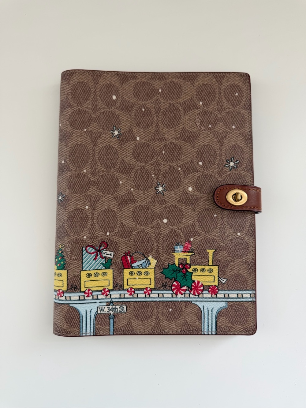 Coach Notebook In Signature Canvas With Holiday Train